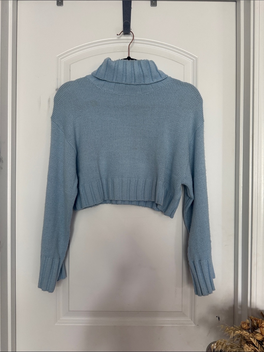 H&M Cropped Turtleneck Sweater - Light Blue